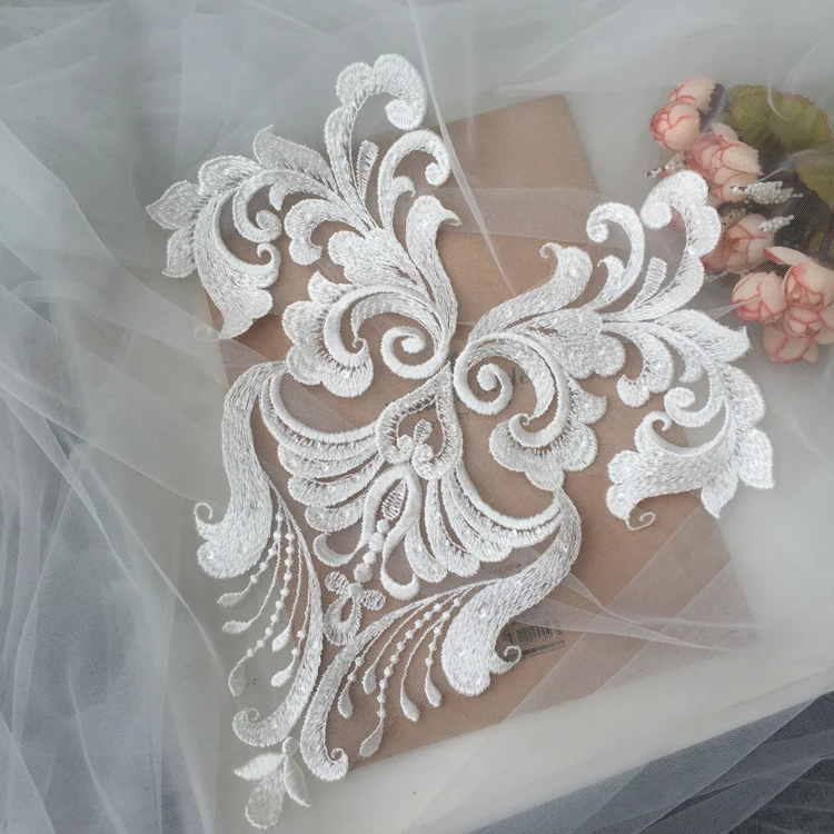 

wedding dress lace Applique Embroidery lace Applique Lace motif lace patch DIY Wedding dress lace