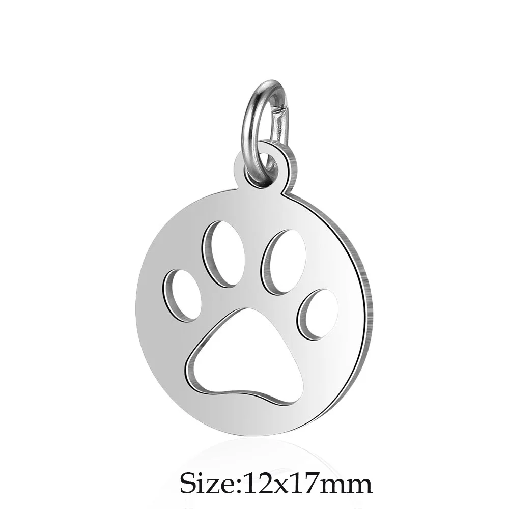 5pcs/lot Stainless Steel Pet Dog Paw Print diy Jewelry Making Charm Wholesale Unicorn Necklace Pendant Bracelet Connector Charms