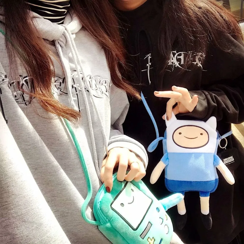 Finn & Jake Messenger Crossbody Bag Swag Rap Plush Coin Bag Phone Bag Anime Advanture Robert BMO Stuffed Bag For Children Gift