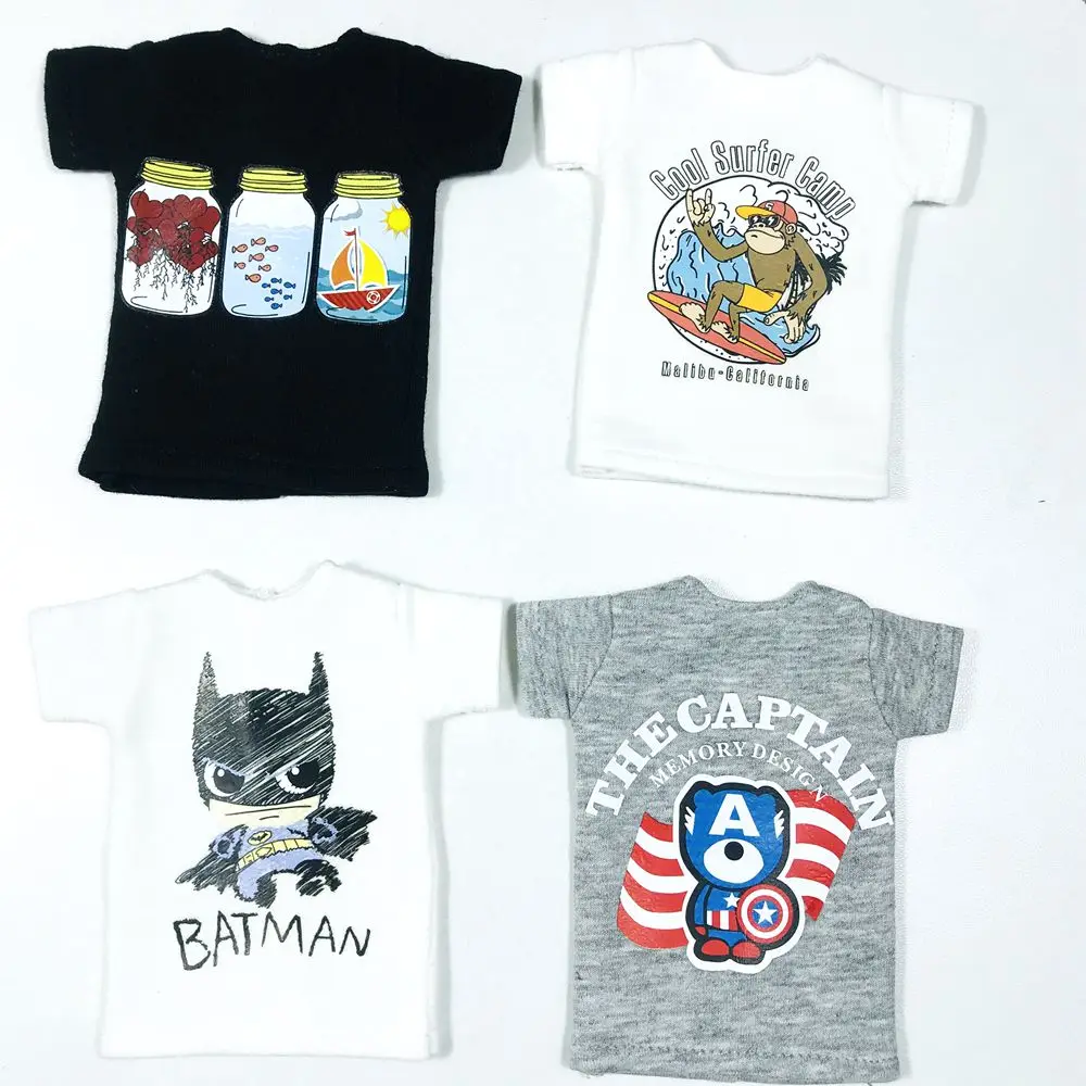 New Cute 2PCS/Lot Long Style Shirt Blyth Clothes Cartoon Printed Short T-shirt+ Stripe Knee High Socks for licca 1/6 Dolls