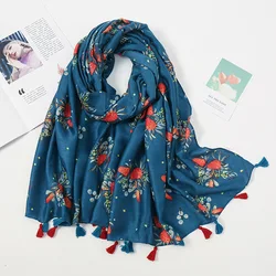 Sciarpa di scialle di viscosa etnica boema di marca di lusso da donna sciarpa di alta qualità avvolgente Pashmina stola Bufanda Hijab musulmano 180*90cm