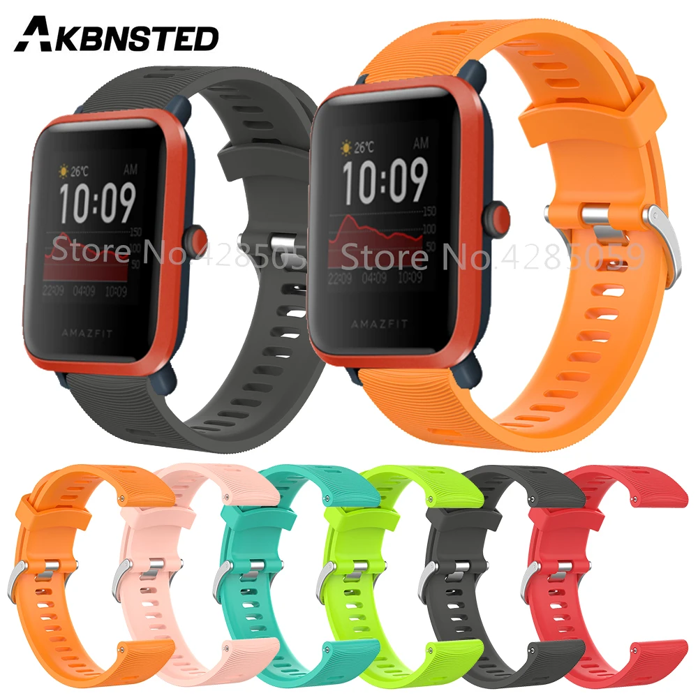 AKBNSTED 20มม.ซิลิโคนที่มีสีสันสายนาฬิกาสำหรับXiaomi Huami Amazfit GTS/Bip/Bip S/Garmin Vivoactive 3/Forerunner 245สายรัดข้อมือ