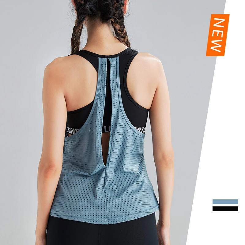 Yoga Tops Fake Two Piece Workout Training Sports Bra Tank Top Fitness shirt  Woman's Running Vest without Sleeve Sportswear