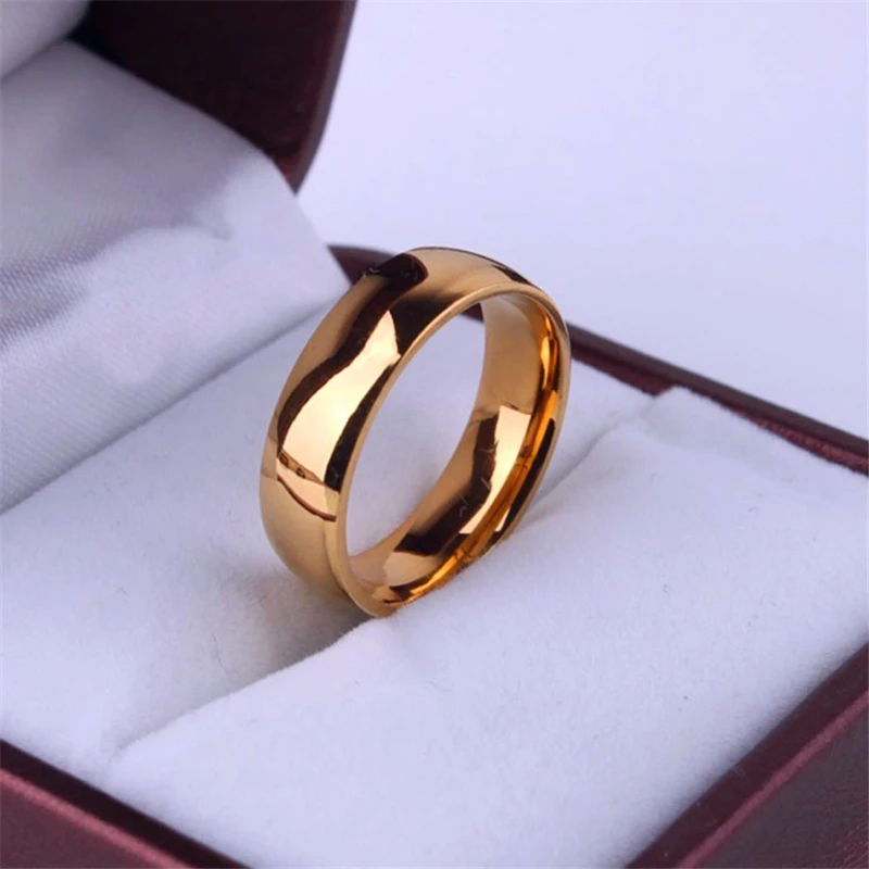 Fashionable Couple Jewelry For Women.Valentine Gift Gold Color Romantic High-Grade Polished Stainless Steel Ring.