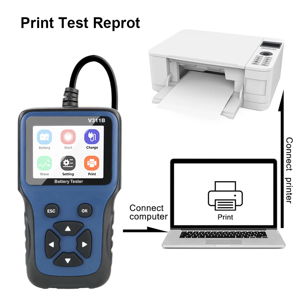 Auto Diagnostic Tools 12V Car Battery Charger Tester Analyzer Analyzer Tools Automotive V311B Car Charging Cricut Load Test