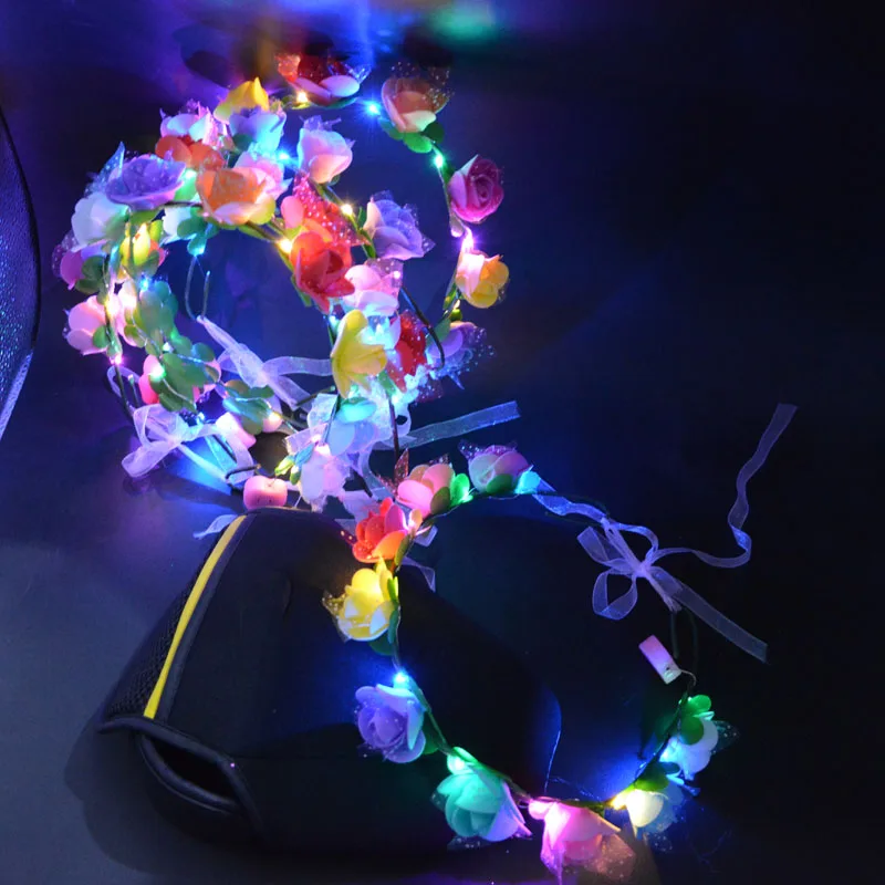 

10pcs Women Flower Wreath Headband Hair Band LED Party Decorative Children Birthday Gift Halloween Wedding Festival