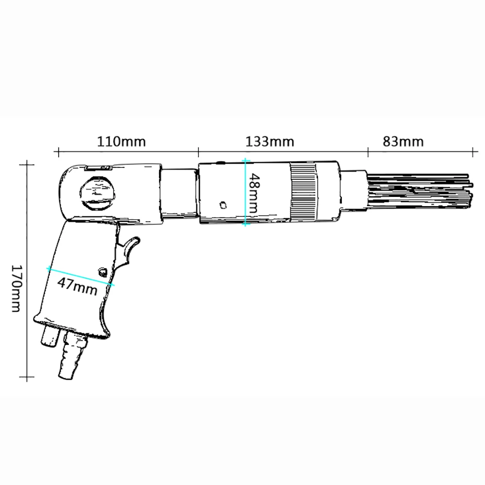 Pneumatic Derusting Machine Air Rust Remover Gun Pneumatic Needle Scaler Bundle Deruster With 19 Steel Needle