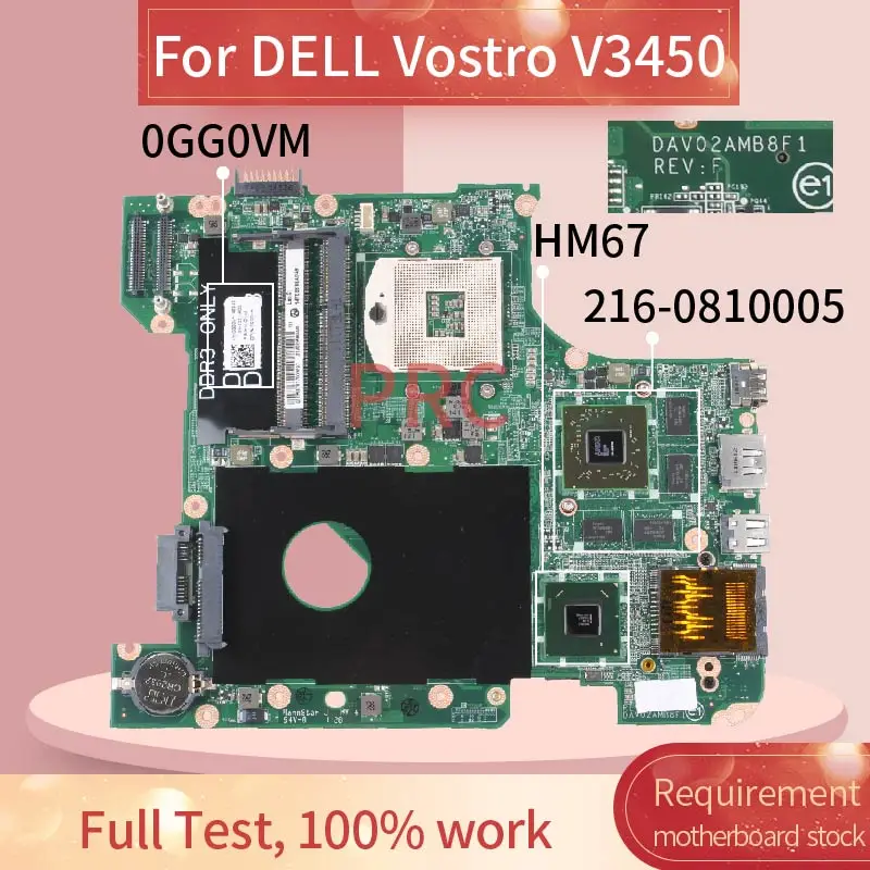 

CN-0GG0VM 0GG0VM для DELL Vostro 3450 V3450 HD7650M Материнская плата ноутбука DAV02AMB8F1 216-0810005 HM67 DDR3 Материнская плата для ноутбука