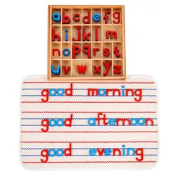 Montessori Language Wood - Small Movable Alphabet (Red & Blue)  with Mat for Small Movable Alphabets