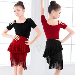 New Fringe Latin Dance Dress For Girls Child Salsa Tango Ballroom Dancing Dress Competition Costume Kids Practice Dance Clothes