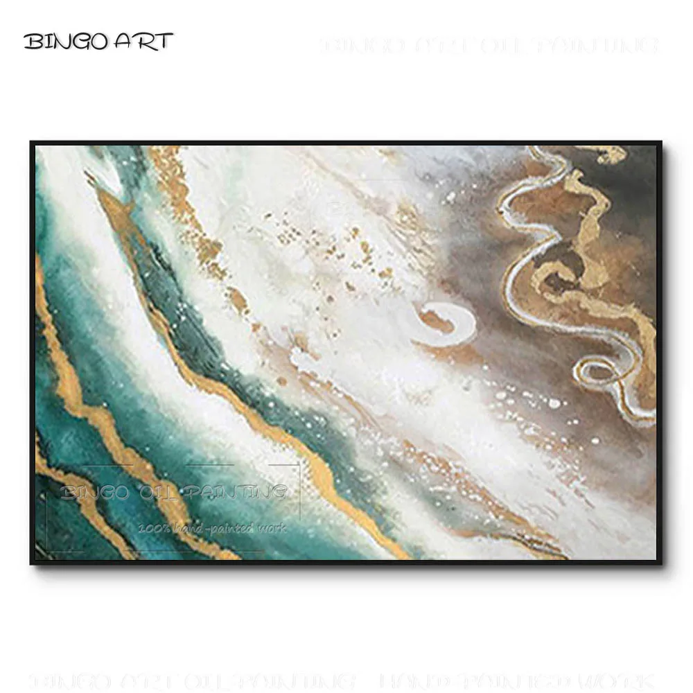 

Professional Artist Hand-painted High Quality Gold Foil Abstract Oil Painting on Canvas Fashion Wall Art Abstract Oil Painting