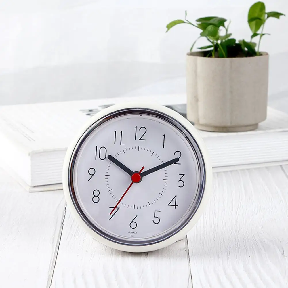 Waterproof Suction Cup Battery Operated Silent Non-Ticking Bathroom Wall Clock