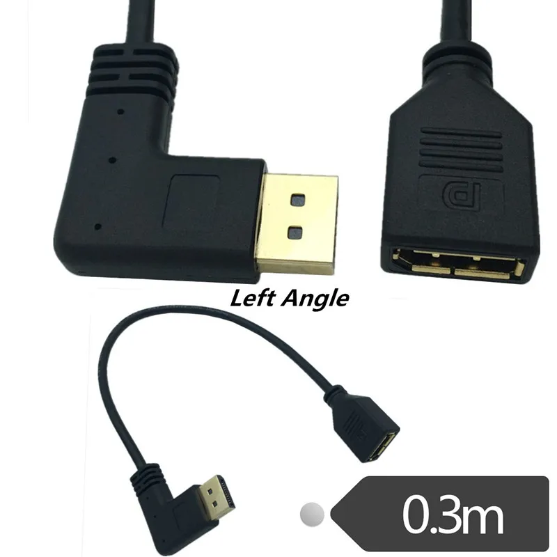 

Gold plated 90 degree Left Right elbow dp line male to female 4K patch cord 1.2 HD displayport extension cord 0.3m