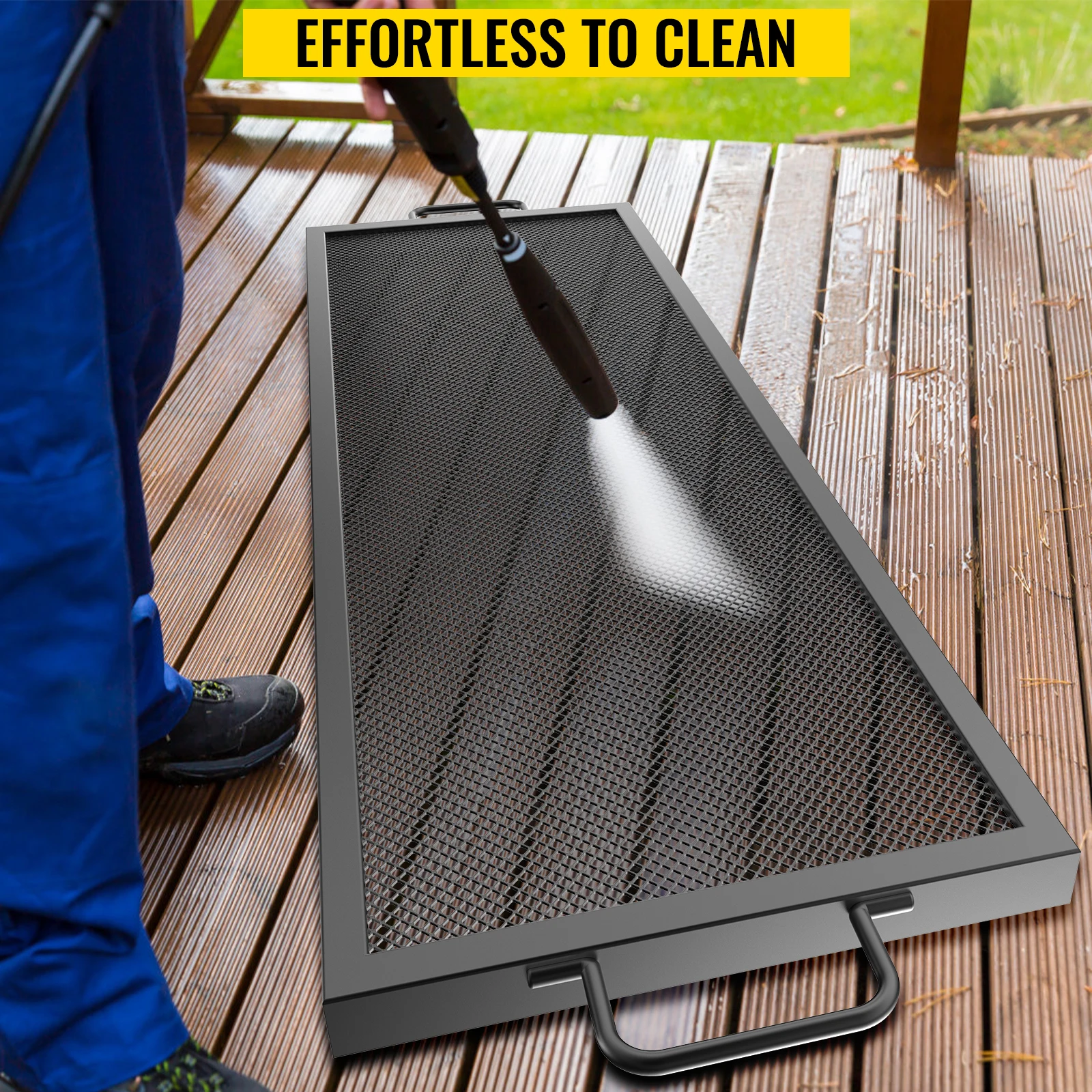 شواية حفرة مستطيل VEVOR مقاس 44 × 15 بوصة من الصلب Q235 مع مقابض متينة سهلة التنظيف لأغراض التخييم والنزهات في الهواء الطلق