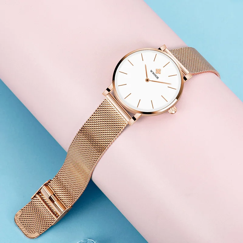 Japan Quartz Movement Watches For Women 2023 New WWOOR Luxury Waterproof Stainless Steel Rose Gold Ladies Wristwatch Reloj Mujer