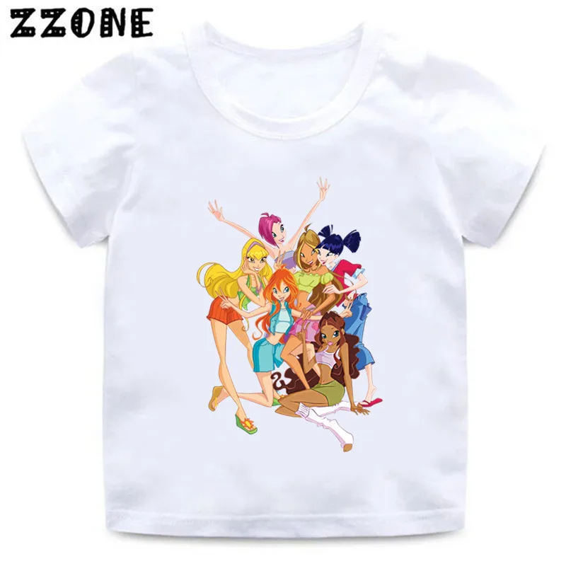 The Winx Butterfly Fairy Print Cartoon Girls T-Shirts Baby Funny T shirt Summer Short Sleeve Children Tops Kids Clothes,HKP5425