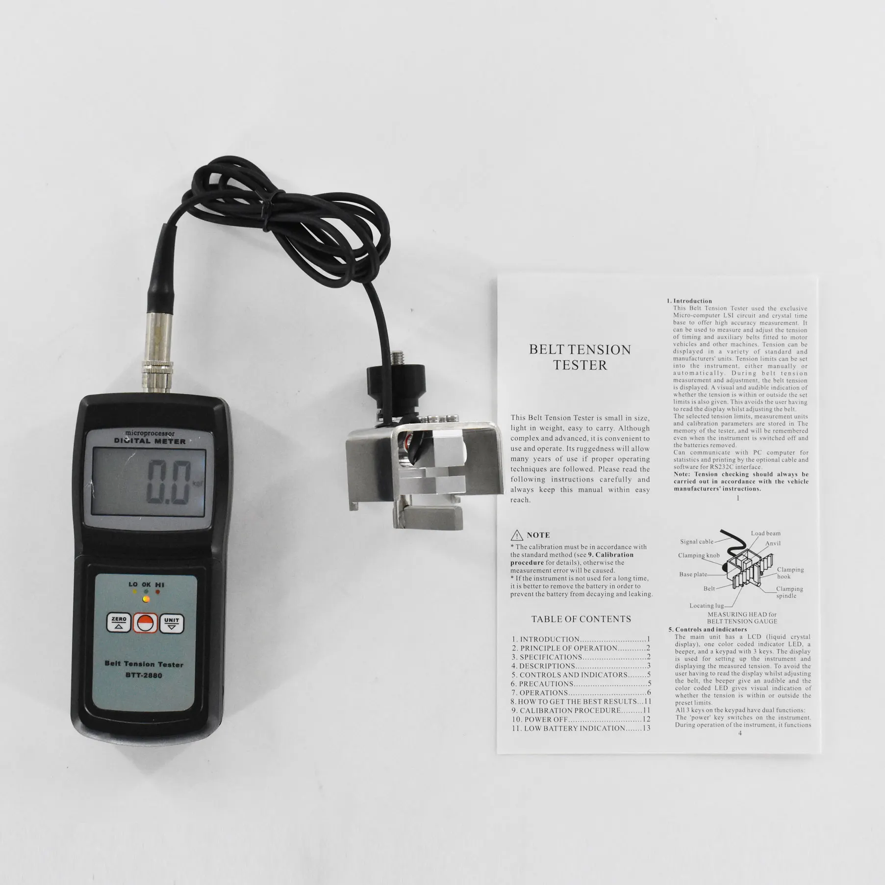 Digital Belt Tension Tester BTT-2880 Portable Tension Meter Measurement Range 0~750N (Newtons)