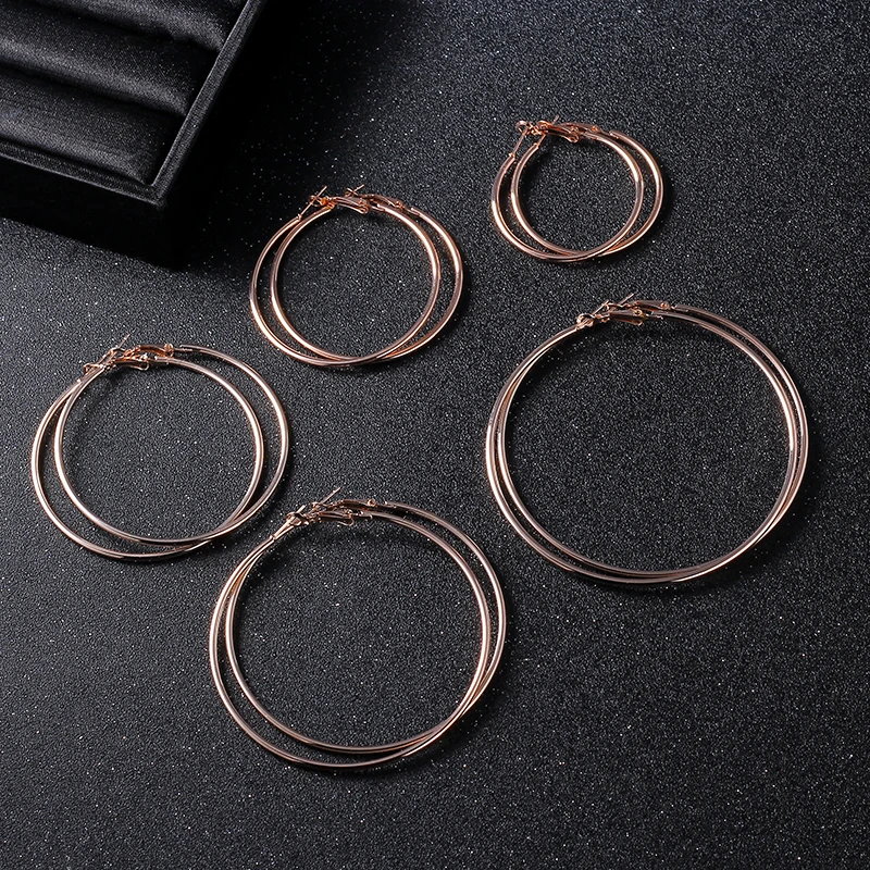 Nickel Free Black Hoop Earrings Loop Earrings Celebrity Brand Earrings Women Gift Fashion Jewelry  3.0-10.0cm