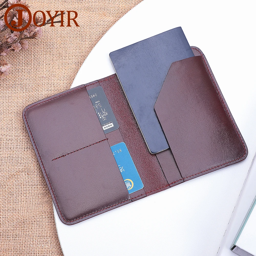 JOYIR Genuine Leather Passport Cover Business ID Card Holder Organizer Cover Travel Credit Wallet for Men Women Paspoort Holder