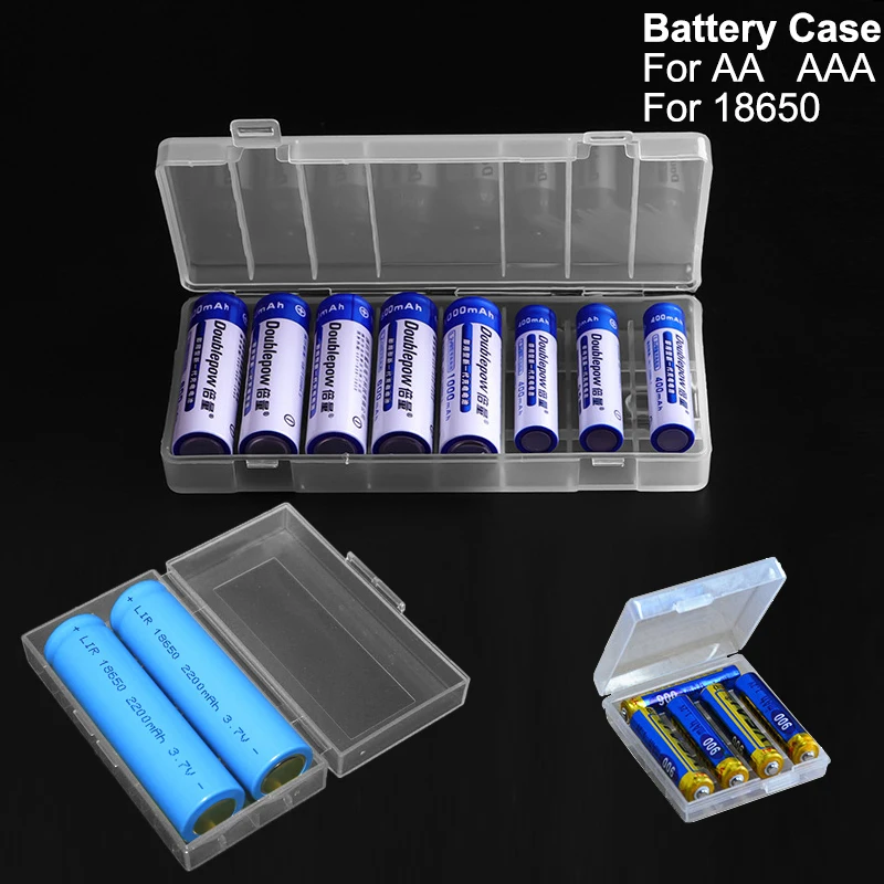 Hard Plastic Battery Case For 18650 Battery Holder Storage Cases For 2/4/8 16340 AA/AAA Rechargeable Battery Container Box