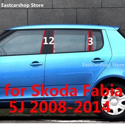 For Skoda Fabia 2 5J 2014 2013 2012 Car Door Central Window Middle Column Strip Glossy Black PC B C Pillar 2011 2010 2009 2008