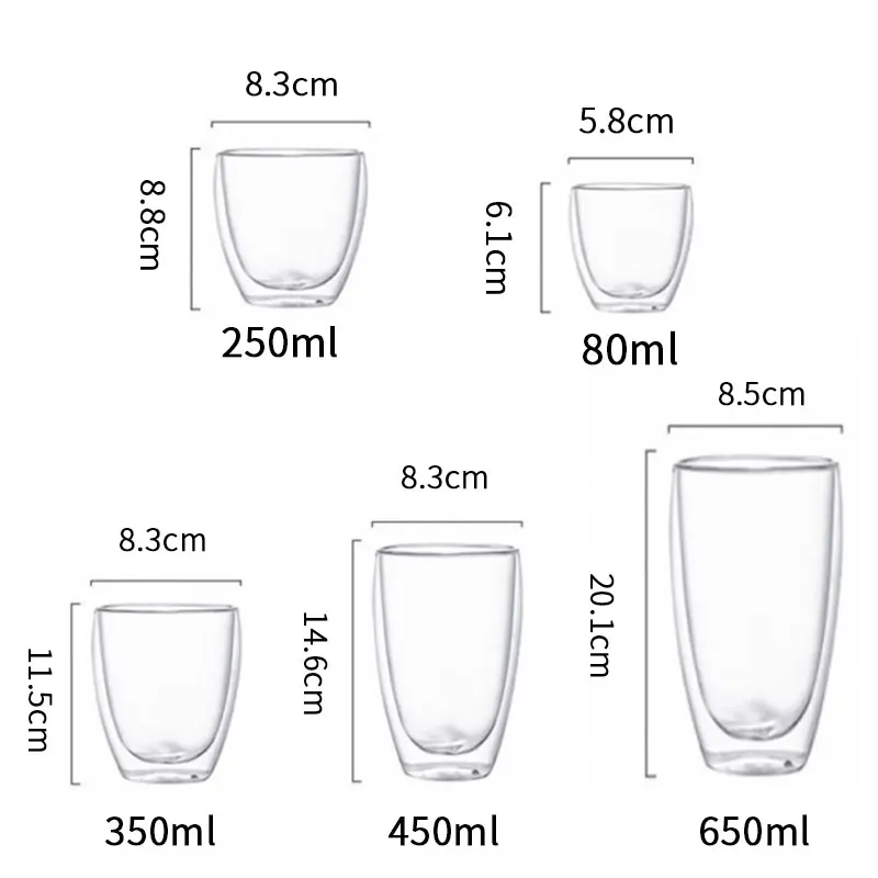 Heat-Resistant Double Wall Glass Cup Milk Whiskey Tea Beer Transparent Beer Espresso Coffee Cup Drinkware Cups Drinking Glasses