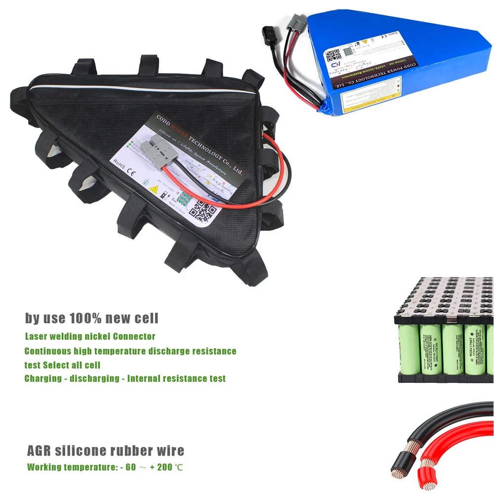 

48V 40Ah ebike Triangle battery pack With BMS , Without Charger and Bag