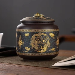 Purple Clay Tea Caddy Ceramic Large And Small Household Airtight Cans Storage Tank Tea Tin Tea Packaging Box 1 Pc With Lid