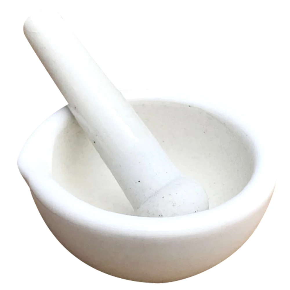 Molinillo de mortero y Maja de granito blanco para especias, condimentos, pastas, pastas y Guacamole, 100 mm-dia