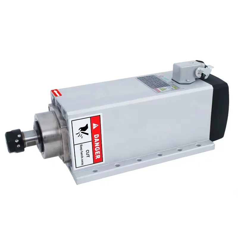 Square 4.5kw air cooled Flange mount spindle motor AC220V/AC380V ER32 18000RPM CNC Milling spindle