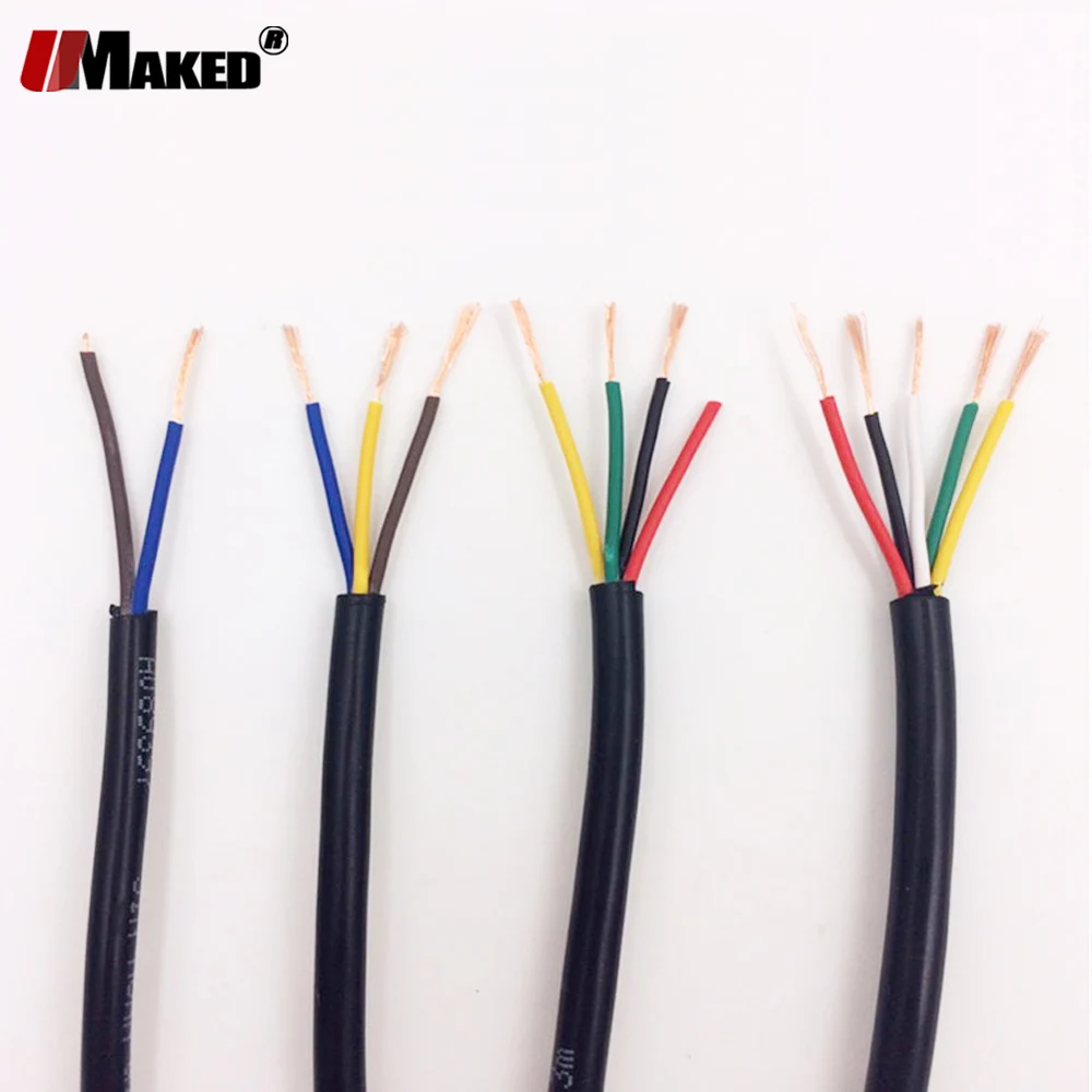 

10m RVV Cable 22AWG 2Pin 3pin 4pin 5pin Signal Control Power extension wire Black PVC insulated Electrical wire copper cables