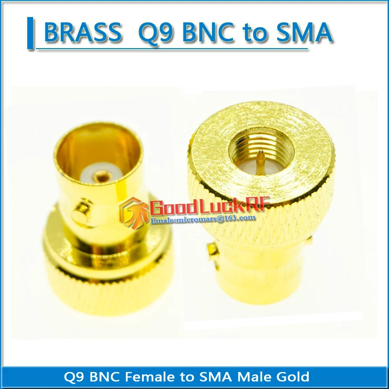 Q9 BNC Female to SMA Male Plug Gold Plated Straight Coaxial RF Adapters for Vertex Icom Kenwood