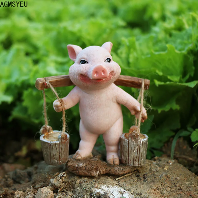 AGMSYEU Creative Personality Resin Crafts Simulation Animal Sculpture Healing Piglet Small Decoration Home Decoration