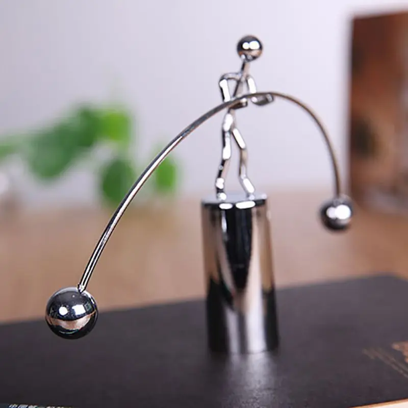 Creative Balance Perpetual Home Motion Pendulum Table Toy Iron Office Newton Man Weightlifting Decoration