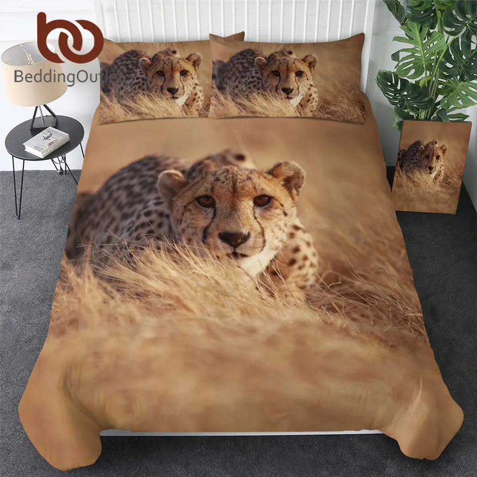 

BeddingOutlet Leopard Bedding Set Cheetah Twin Duvet Cover 3D Animal Tribal Home Textile Photography Bedroom Comforter Cover Set