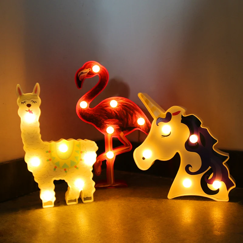 Unicorn Head LED Night Light Baby Unicornio Party 3D Luminaria Lamp Children\'s Gift Bedroom Table Decoration Unicorn Party decor