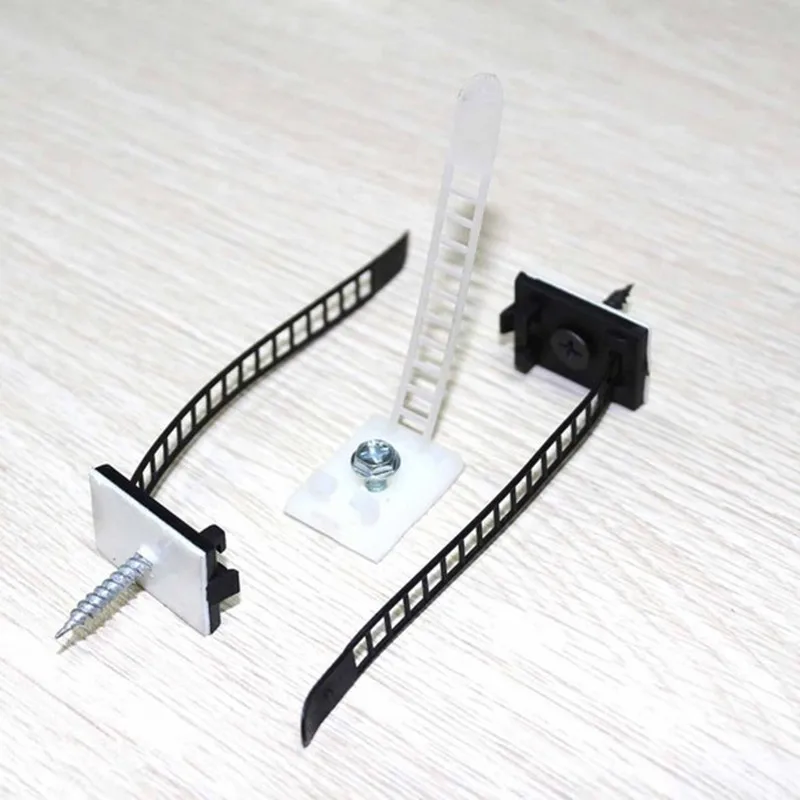 20pcs Adjustable Cable Clips Self-Adhesive Cable Wire Clamps Straps With Optional Screw Mount For Car Festive Ornament