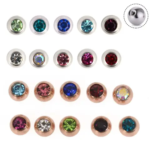 Anneaux de remplacement en acier, 50 pièces, 16G/14G, 3-5mm, boules de perçage, Piercing de mamelon, anneau de nez, sourcils, boules à vis