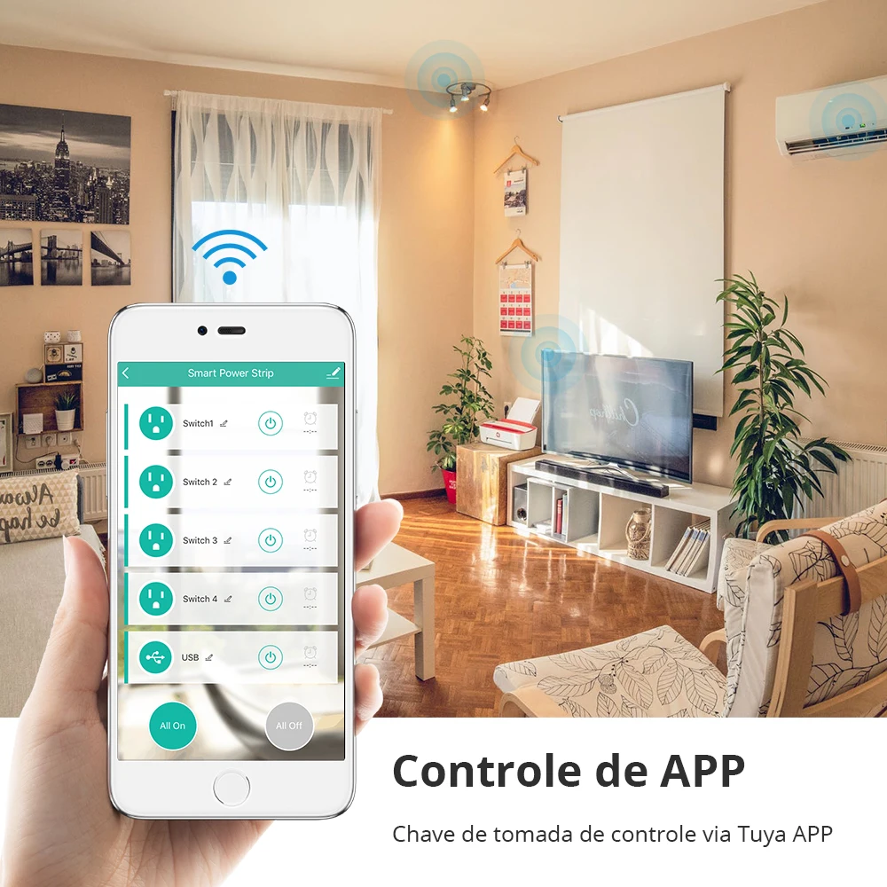 Zigbee-10A 플러그 Filtro de Linha 4 indiviais Disjuntores 2.1A USB Tuya Tomada Inteligente Protetor Eletronico Smartthings 앱