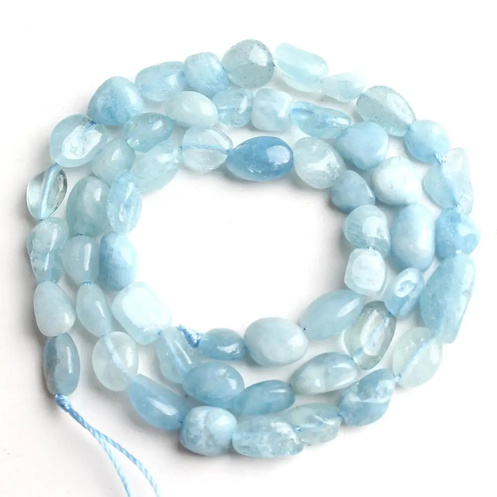 6-8mm Irregular Natural Aquamarina Stone Beads Loose Spacer Beads for Jewellery Making Bracelet Necklace 15 Inch