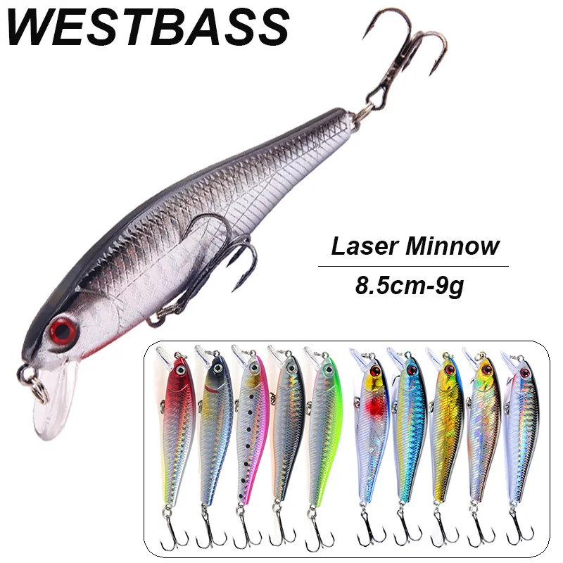 

WESTBASS 1PX Topwater Minnow Wobbler 8.5cm-9g Long Casting Swimbait Hard Fishing Lure Bass Crankbait Professional Lurre Pesca