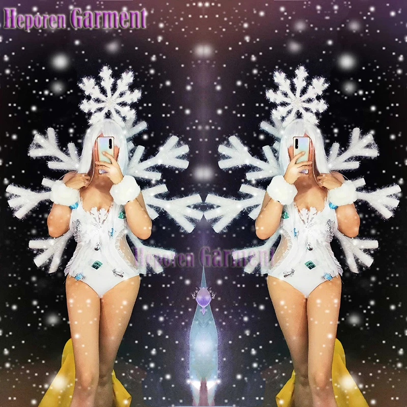 

Christmas Parade Ice Rain Princess Cosplay Costumes Bar Female Singer Or Dancer Performance Costumes