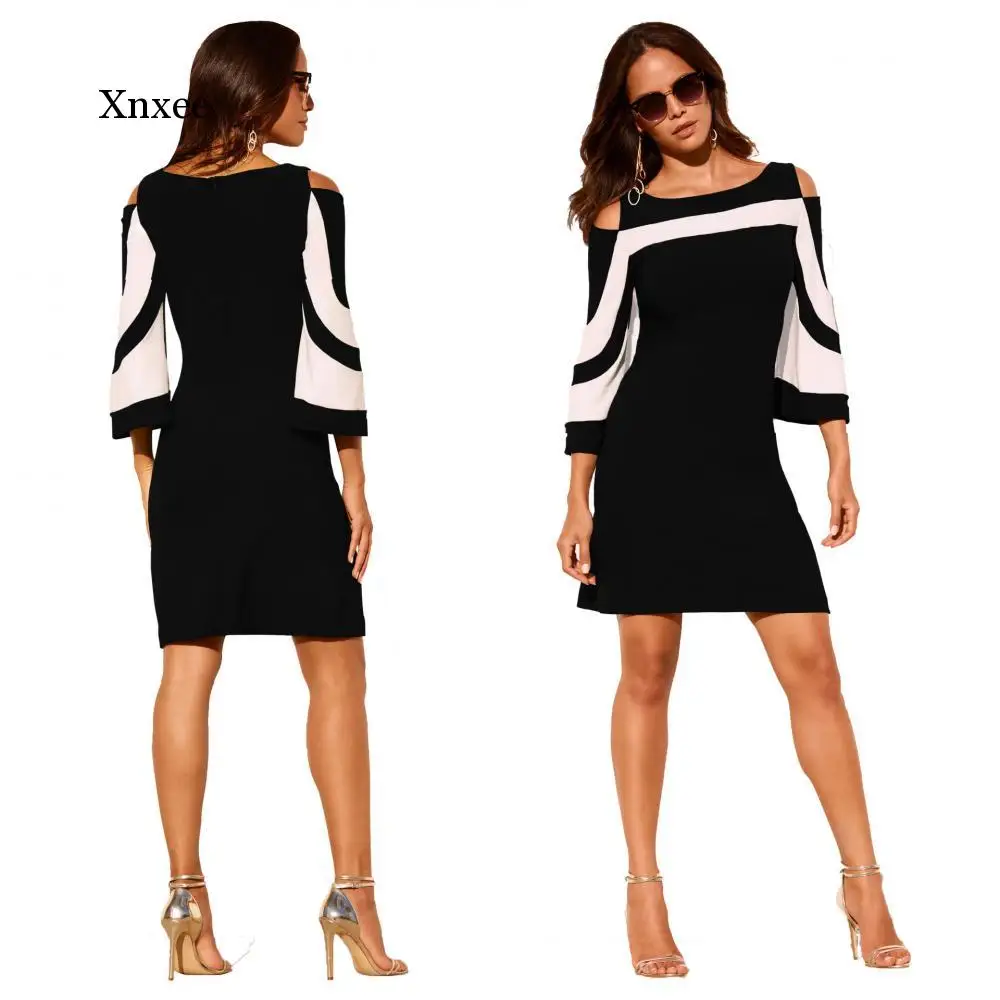 

Summer Dress Women Casual Slim Office Pencil Bodycon Dresses Elegant Vintage Sexy Off Shoulder Mini Party Clothes Tops