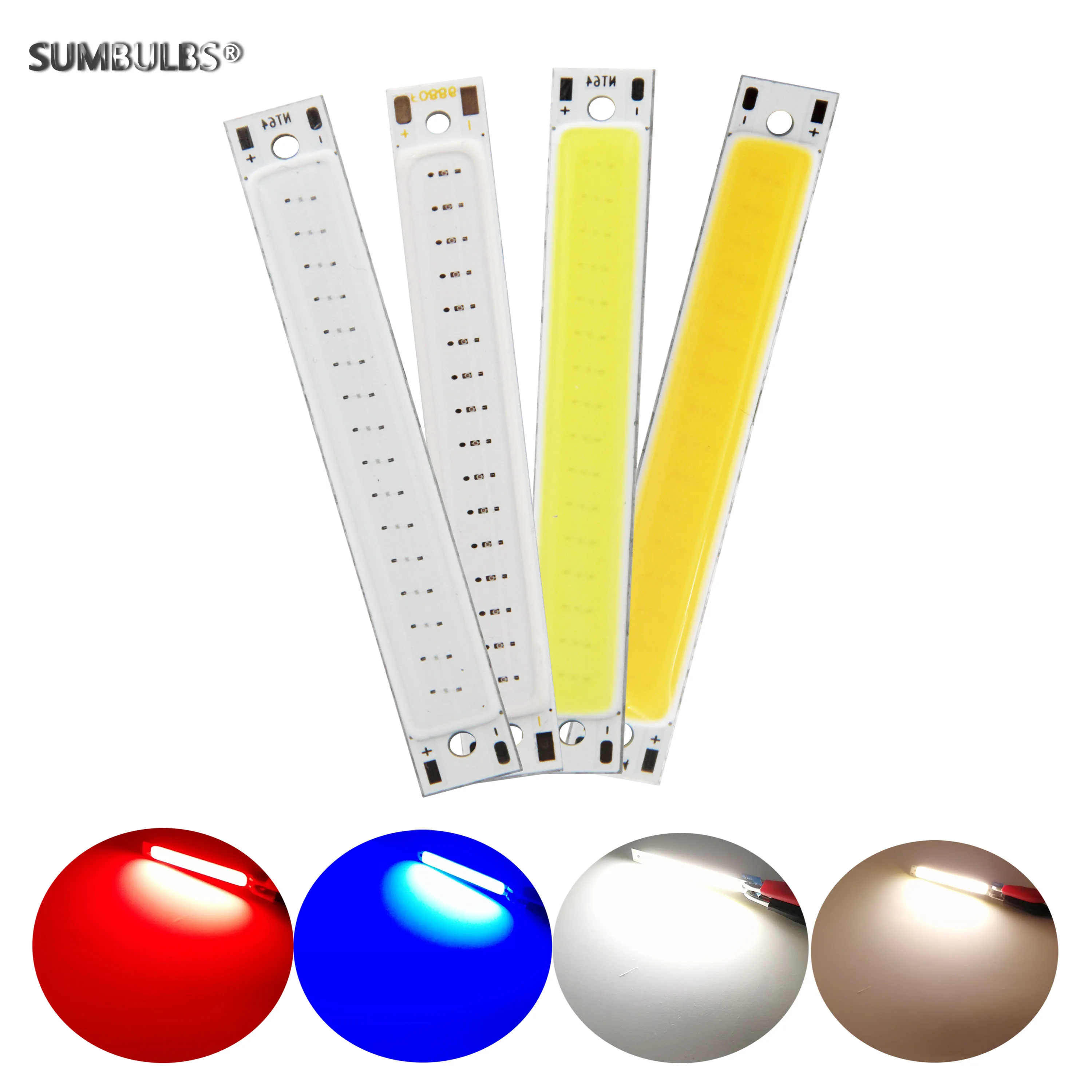 DC 3V 3.7V 2V COB LED Bulb 60x8mm 1.5W 3W Warm Cold White Blue Red LED COB Chip for DIY Work desk Bicycle Lighting headlight