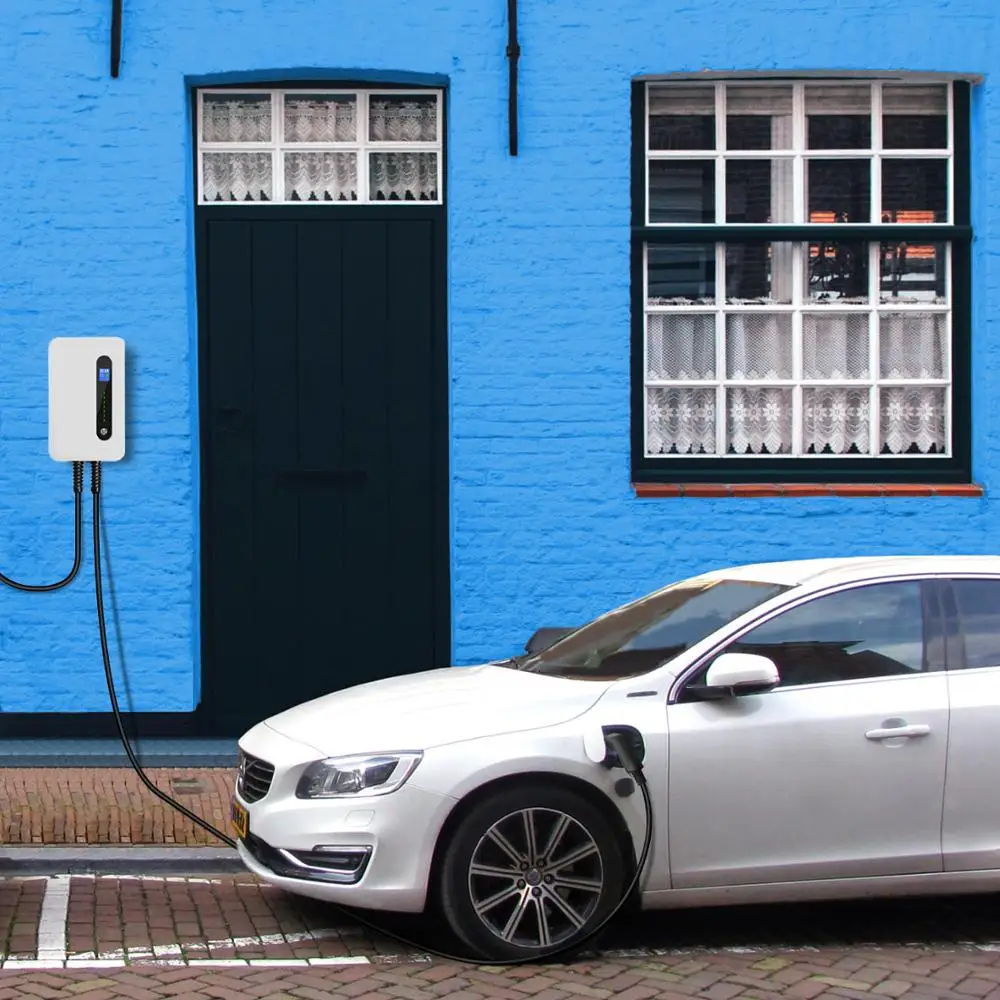 Lefanev-estación de carga para vehículos eléctricos, cargador montado en la pared, tipo 2, Cable IEC 62196-2 Nivel 2, 240V, 32A, EVSE Wallbox EV