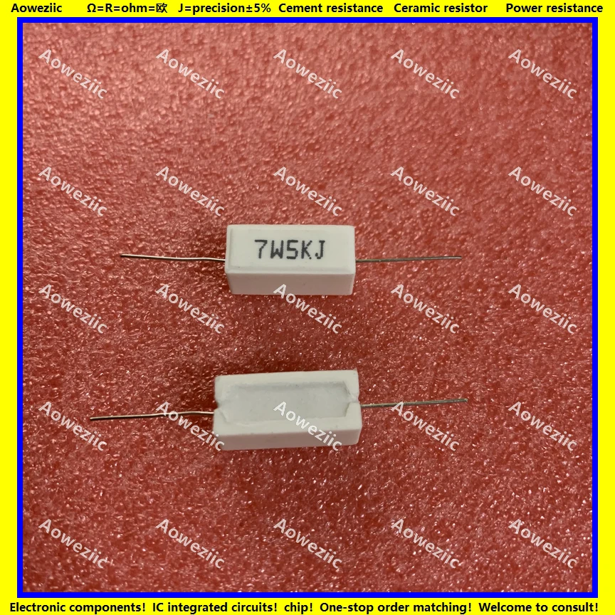 10 Chiếc 7W5KJ 7W5KΩ RX27 Ngang Xi Măng Chống 7W 5K Ohm 7W5K 7W5KR 5000R Gốm Chống Độ Chính Xác 5% điện Trở