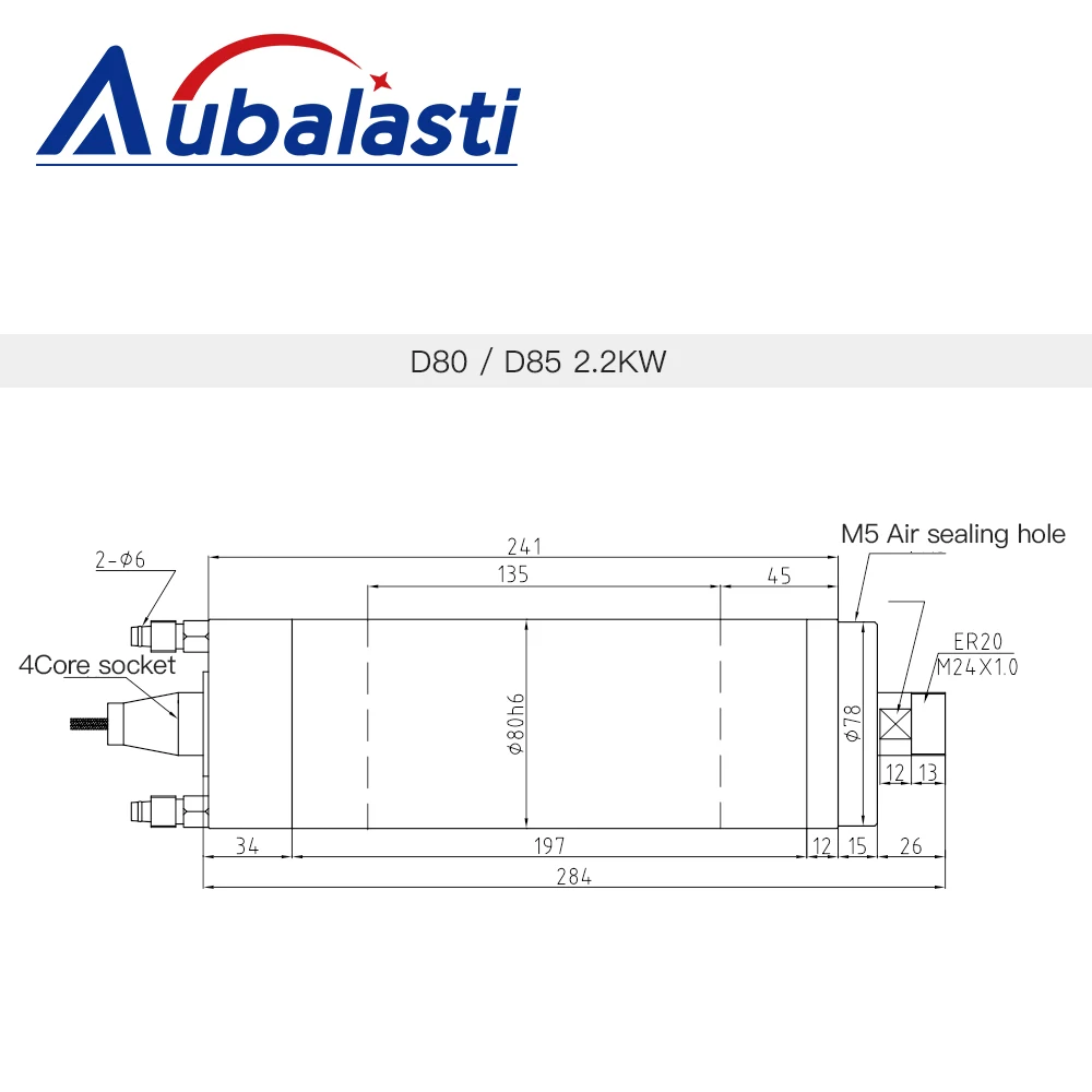 Aubalasti CNC Spindle 1.5KW 2.2KW Spindle Motor Water Cooled Spinedle 220V 380V ER16 ER20 400HZ For CNC Metal Cutting