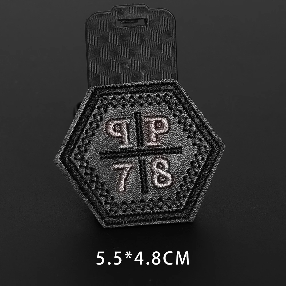 PU Leather Black ironing Embroidery Patches Rock Paper Scissors Clothing Biker punk Decorative  Applique Armbands badge