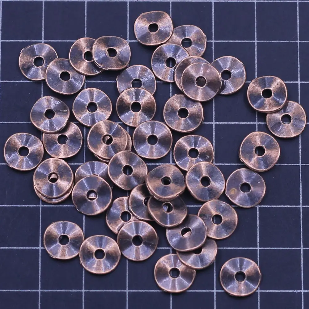 Spacer Beads Wave Round Tortuose Ring Zinc Metal Alloy Copper Tone For Charms Bracelets Jewelry DIY Findings 9mm 100Pcs