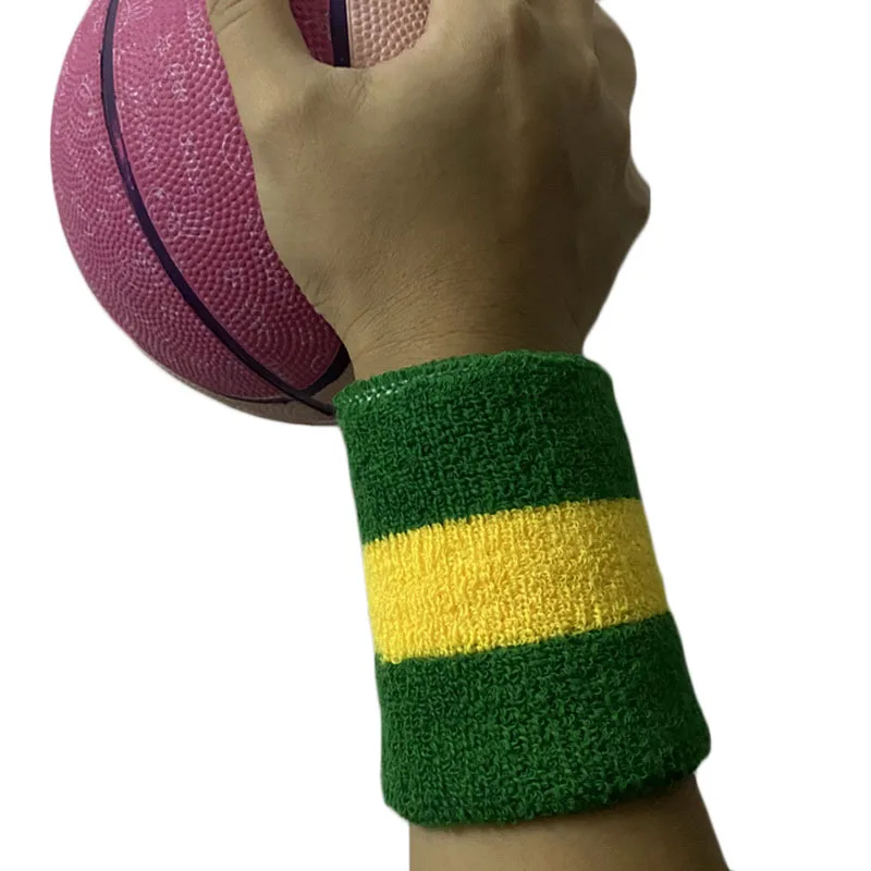 1Pcs Striped Tennis Wristband Sports Wrist Brace Wrap Basketball Towel Cotton Sweatband For Running Fitness Wrist Guard Protect